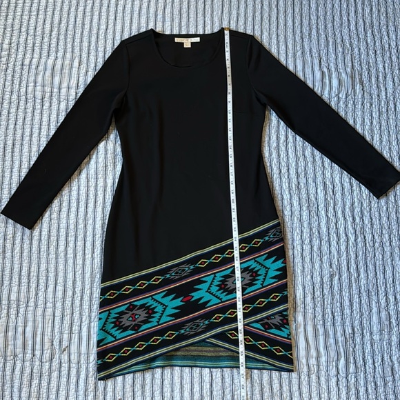 Boston Proper Sweater Knit Sheath Dress Long sleeve Aztec Tribal print size 4 - Picture 3 of 14